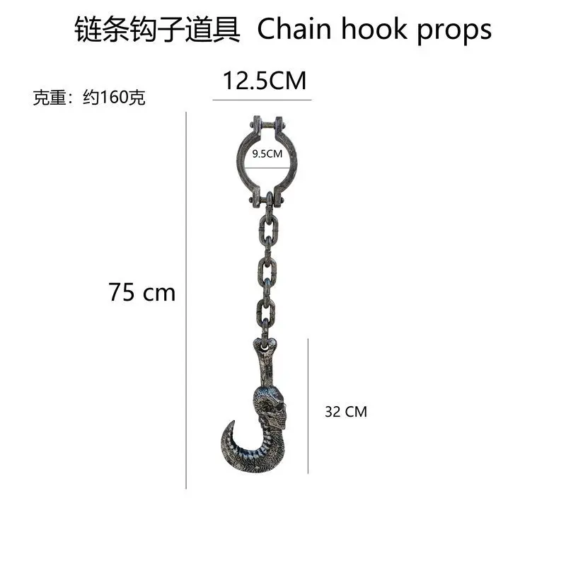 funny Prisoner uniform chain plastichandcuff chain props Cosplay axe pirate hook decorative pendant party props