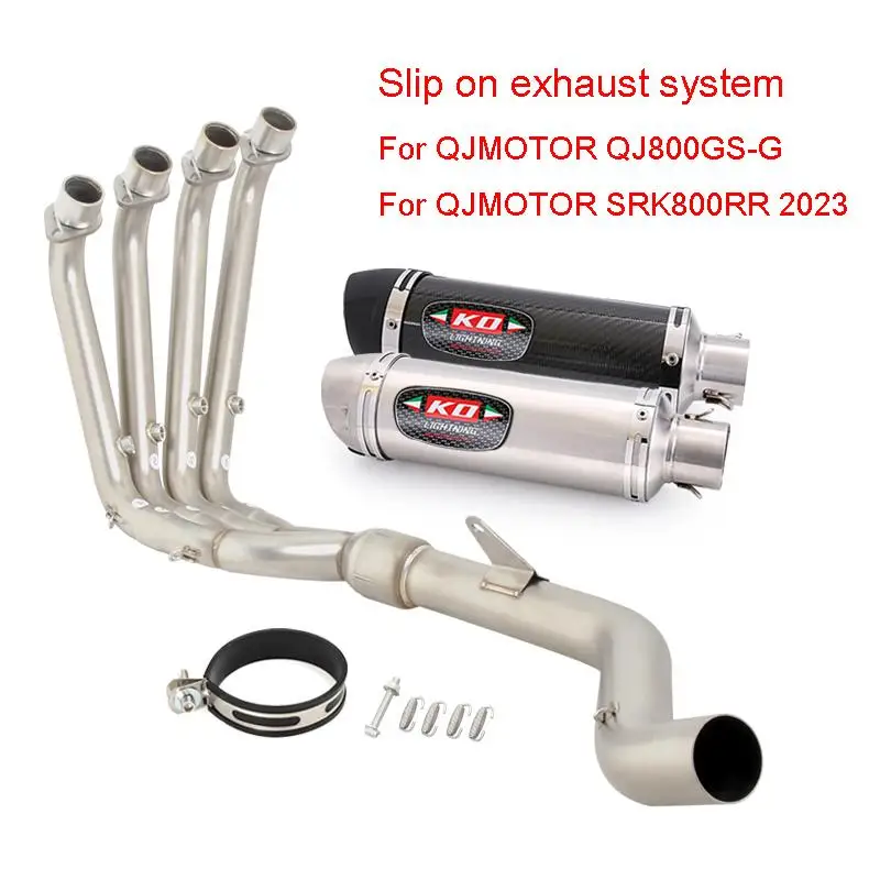 

Для мотоцикла QJMOTOR QJ800GS-G SRK800RR 2023, цельная выхлопная система, скользящая трубка, глушитель из углеродного волокна Escape DB Killer