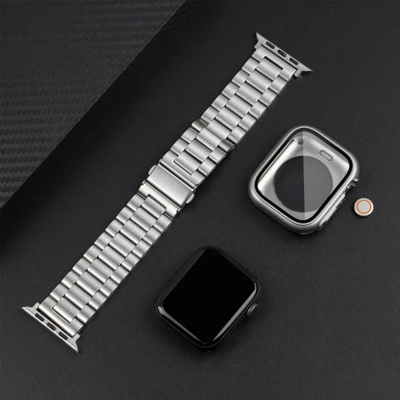 Sleek Stainless Steel Watch Band with Protective Ultra Bumper Cover