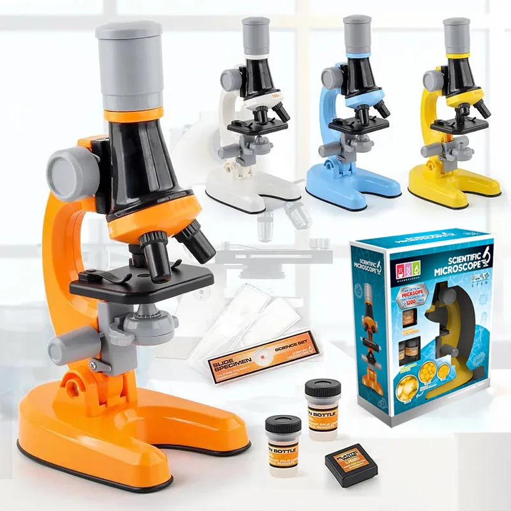 

Education Scientific Toys Gifts Zoom Children Microscope Biology Lab LED 1200x School Science Experiment Kit For Kids Scientist