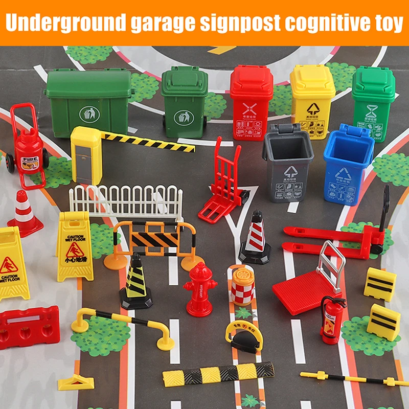 Road Infrastructure Parking Sand Table Scene Layout Materials Diorama Kits Mini Simulation Traffic Obstacles Model Props 15PCS