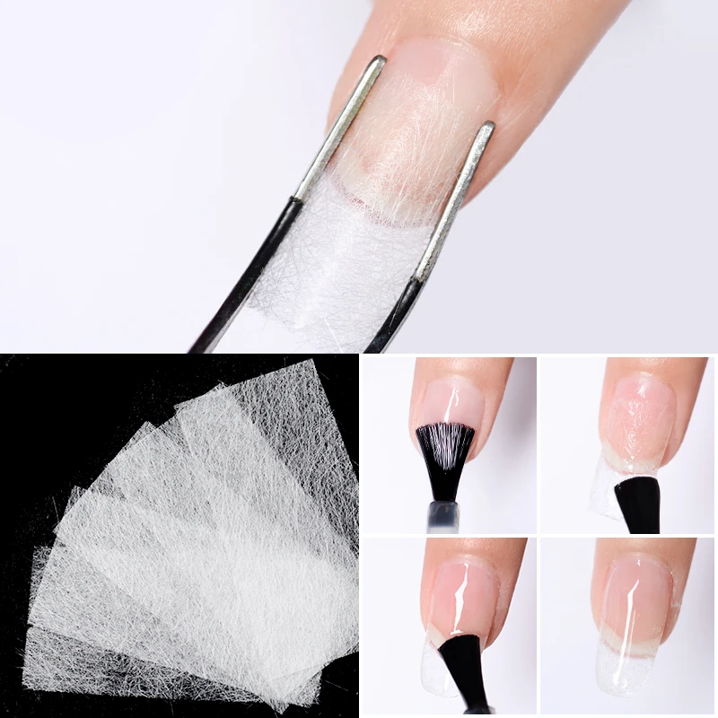 Description Picture 2 of item10/20pc Silk Fiberglass For Nail Extension Form Non-Woven Silks Building Nail Gel Fiber French Acrylic DIY Manicure Tools