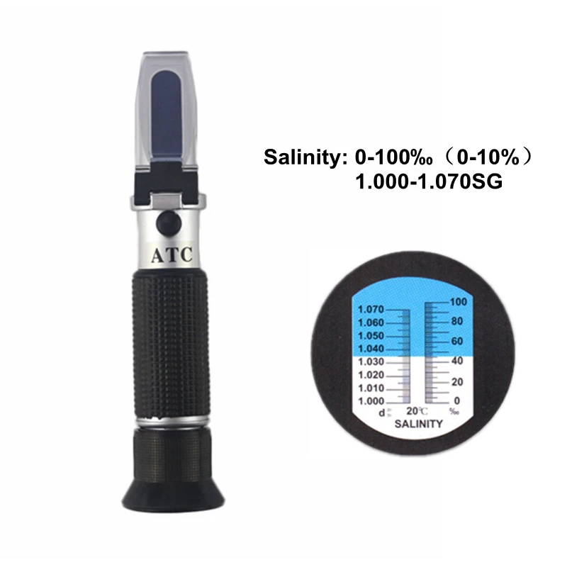 Salinity Refractometer 0-10% 1.000-1.070SG Optical Salometer Seawater Marine Aquaculture Food Salt Tester liquid refractometer hand held refractometer