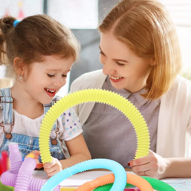 6Pcs Colorful Pop Tubes Coil Pop Magical Toy Circle Stress Relieve Toys Fine Fidget Toys Kit Fidget Toys Squeeze Gifts Toy 3