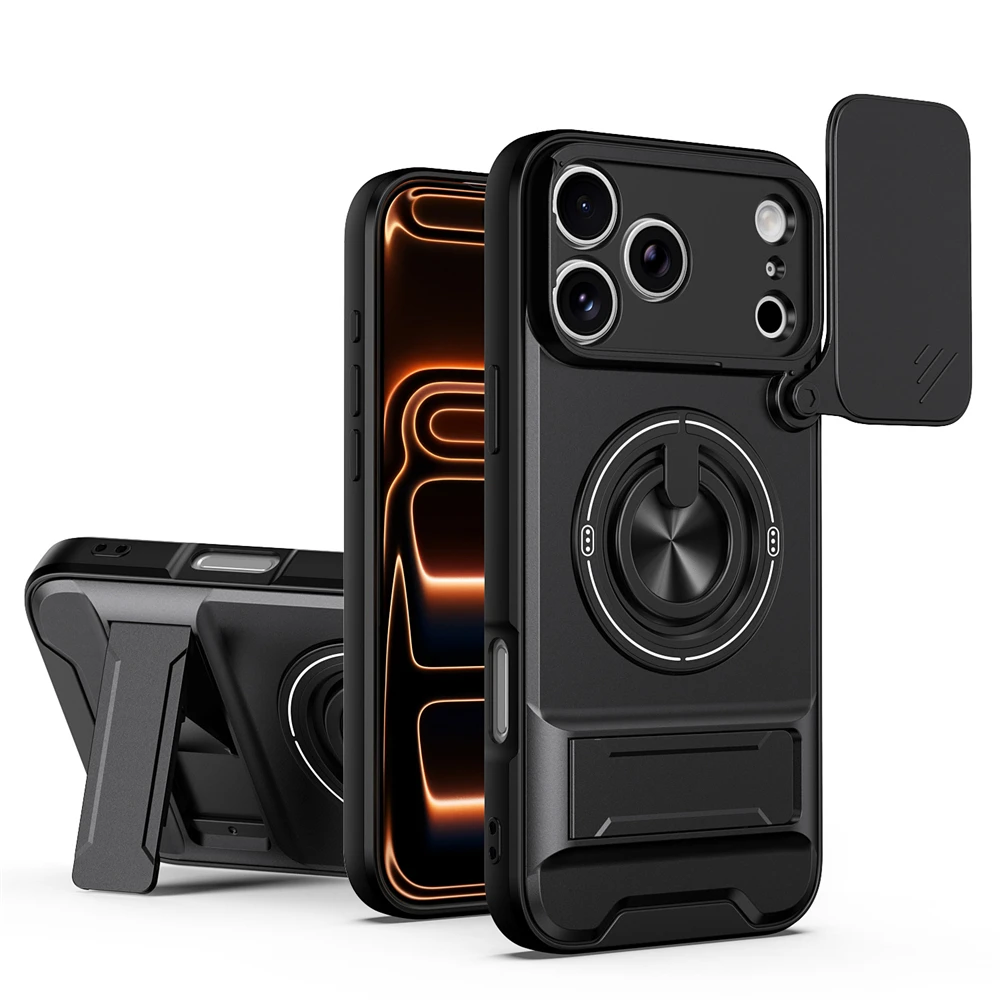 Magnetic Phone Case With Slide Camera Protector And Ring Stand_voghion.com
