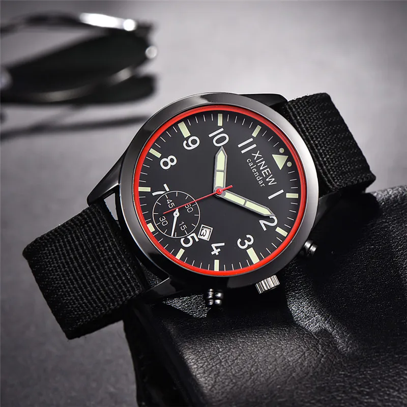 Men XINEW Brand Cheap Watches Students Fashion Nylon Band Military Sports Date Quartz Watch Erkek Barato Saat Montre Homme 2024