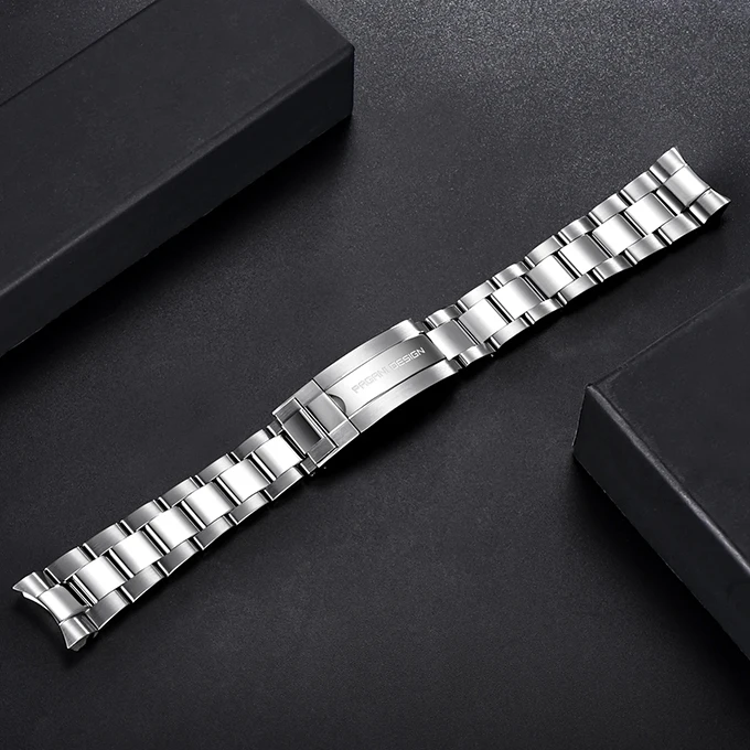 PAGANI DESIGN Silver Jubilee Stainless Steel Bracelet - 20MM Width, Waterproof, 220MM Length