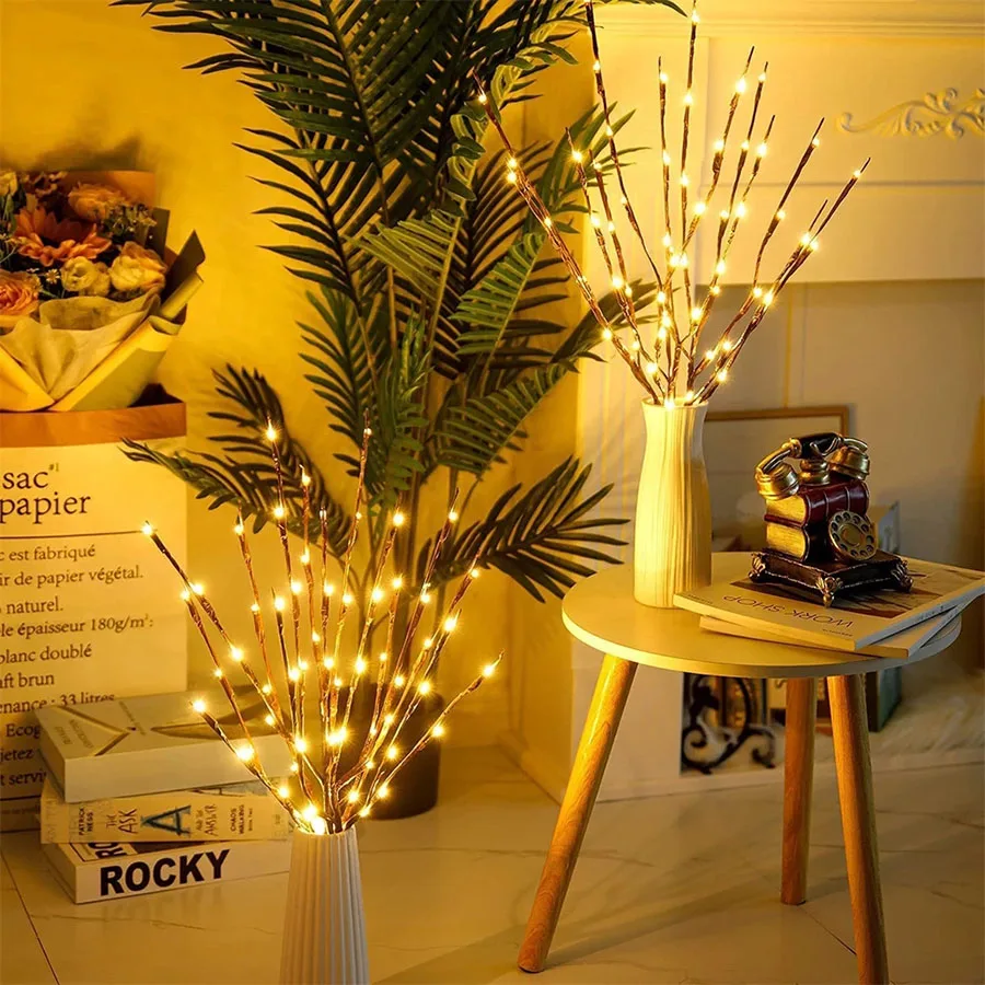 

20LED 73CM Willow Branch Lights Lamp DIY Branch Tall Vase Filler Willow Twig Lighted New Year Christmas Wedding Decorative Light
