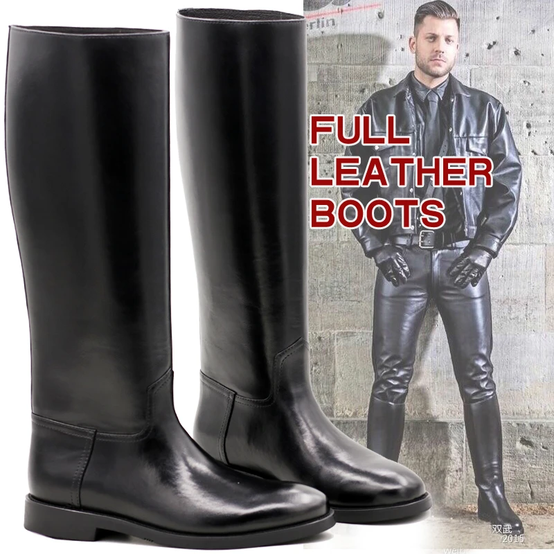 Mens Knee High Boots Botas Equitacion Hombre Mens High Leather Boots ...