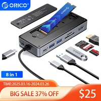 ORICO M.2 SSD Enclosure USB C Hub Splitter PD100W Extension Docking Station 10Gbps M2 NVMe SATA External Case 4K 60Hz HDMI-Com 1