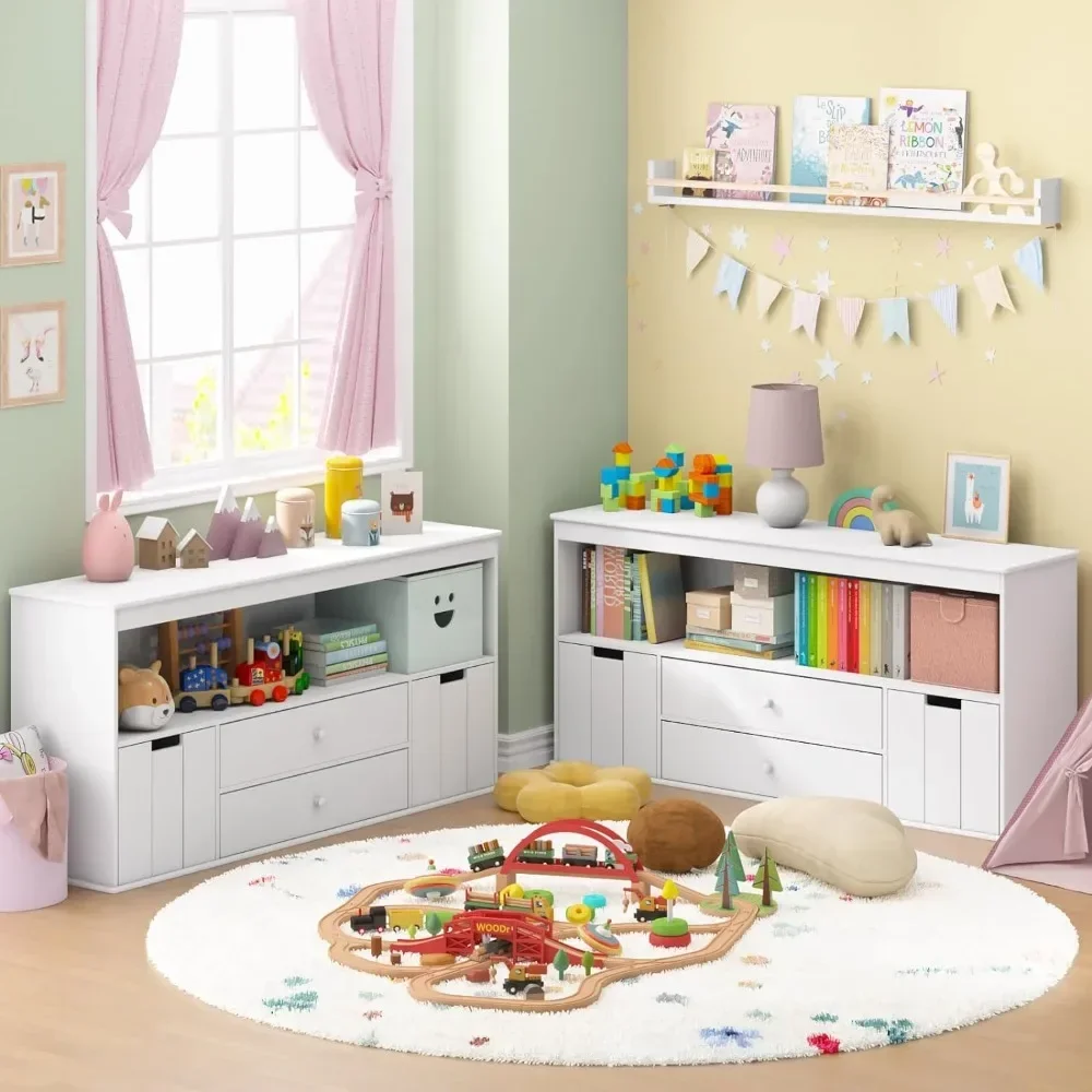 Wooden Children's Bookshelf with Toy Storage Drawers