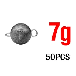 50 - Pack Fishing Lead Head Sinker Weights for Soft Lure Accessories (3g - 14g) (7g)