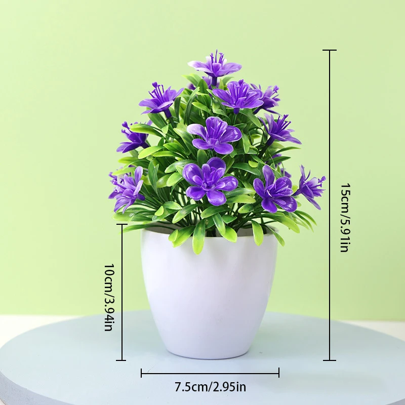 Artificial Flowers 1pc Five Leaf Plum Small Potted Plants Can Be Placed Indoors And Outdoors Suitable For Home Decoration