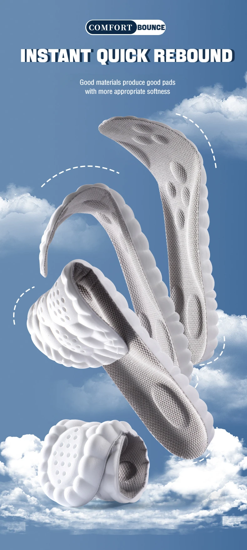 1Pair 4D Soft Plantar Fasciitis Insole Shoes Insoles for Feet Arch Support Orthopedic Inserts Sports Shock Absorption_voghion.com