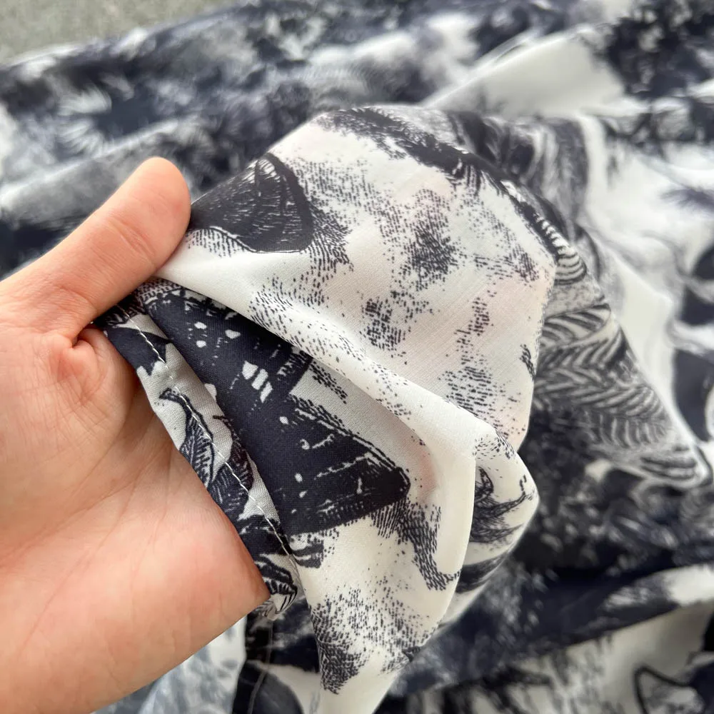 Vintage Tie Dye Print Shirt Dress Women Elegant Summer High Waist Slim A Line Printed Chiffon Long Robe Ladies Casual Long Robe