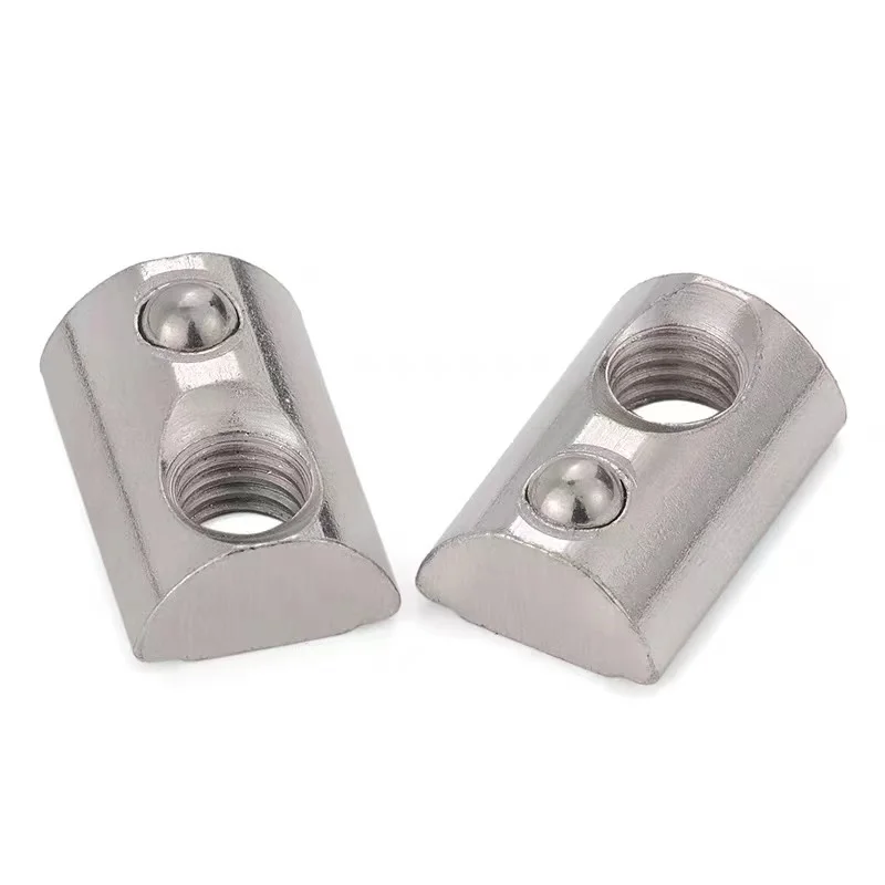 

10pcs Half Round M3 M4 M5 M6 Nut Shrapnel Steel Ball Nut Block EU Standard 2020 3030 4040 4545 Aluminum Profile Elastic Nut