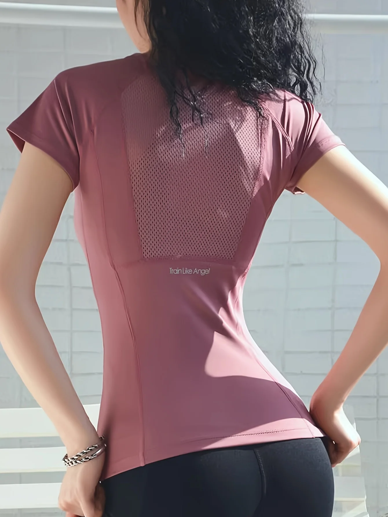 Sports T-shirt women summer breathable sexy beauty back fitness wear quick dry running training short sleeve yoga top