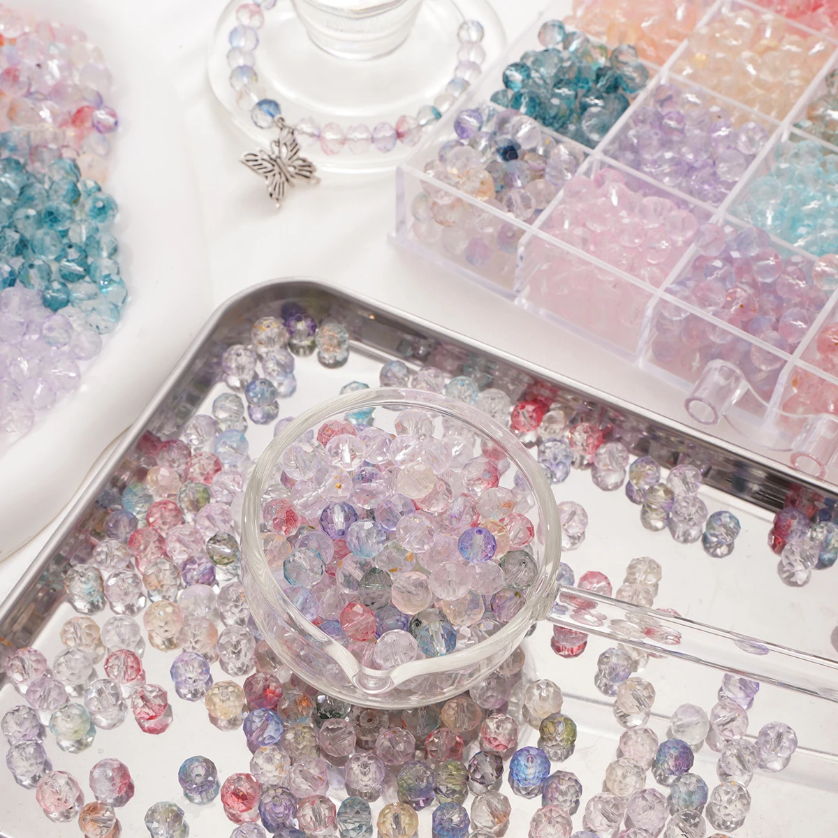 50 Stück Glas geschliffene Oberfläche, bunte Diamant-Kristallperlen, einzigartige verstreute Perlen, handgefertigte DIY-Materialien, Zubehör – Detail 8