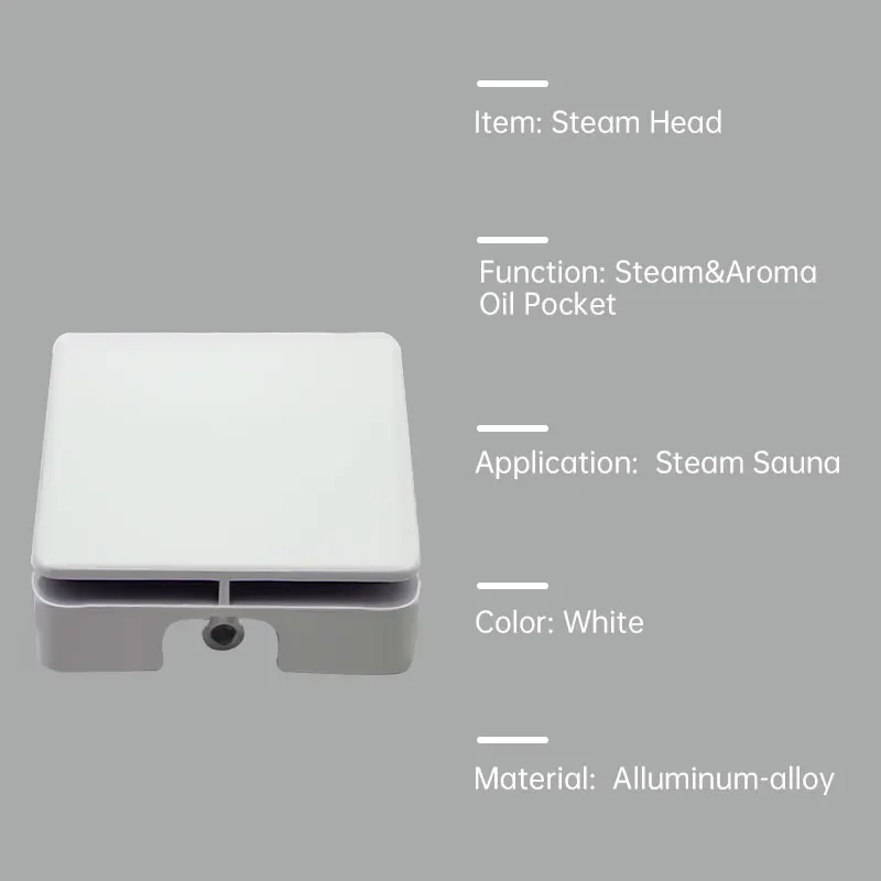 Square Aluminum-Alloy Steam Outlet Steam Sauna nozzle Head With Essence Oil Poacket For Bathroom Sauna Shower White Color 5
