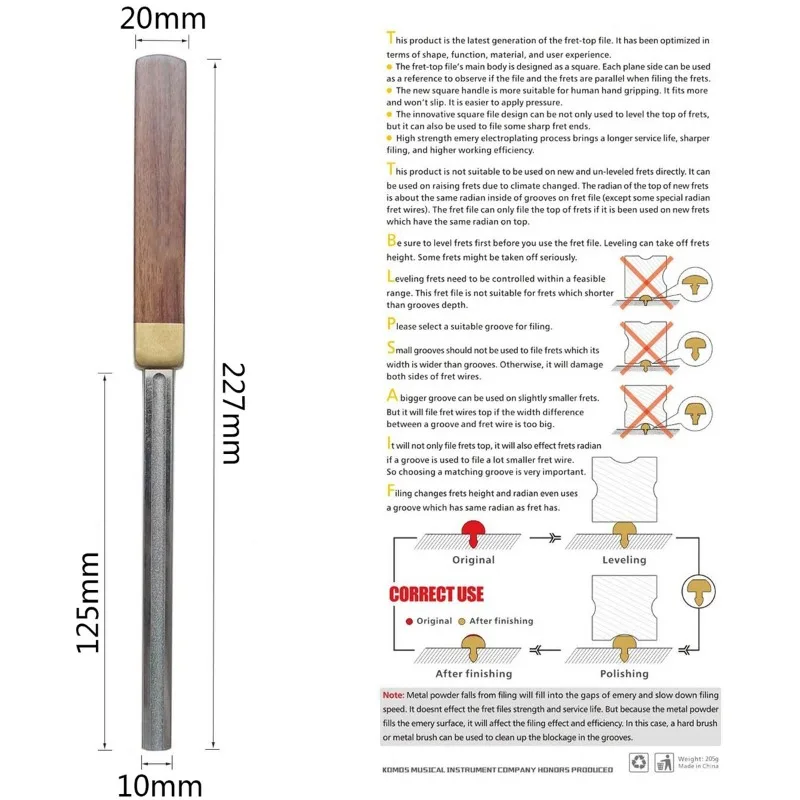 Guitar Fret Crowning Luthier File Fret Trimming Repairing Tool 2 Pcs Neck Protection Wooden Accessories