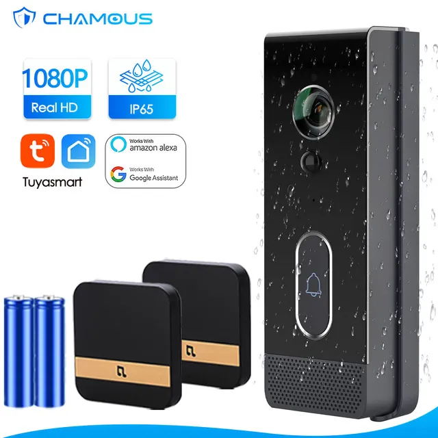 Tuya WiFi Doorbell Camera Outdoor Waterproof IP65 Wireless Video Doorbell Battery Security Protection Door Phone Alexa SmartLife