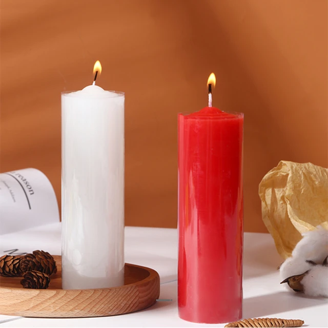 Velas Cilíndricas grandes de cera de parafina para adoración en el hogar,  iluminación larga sin humo, color rojo y blanco, 2 piezas - AliExpress