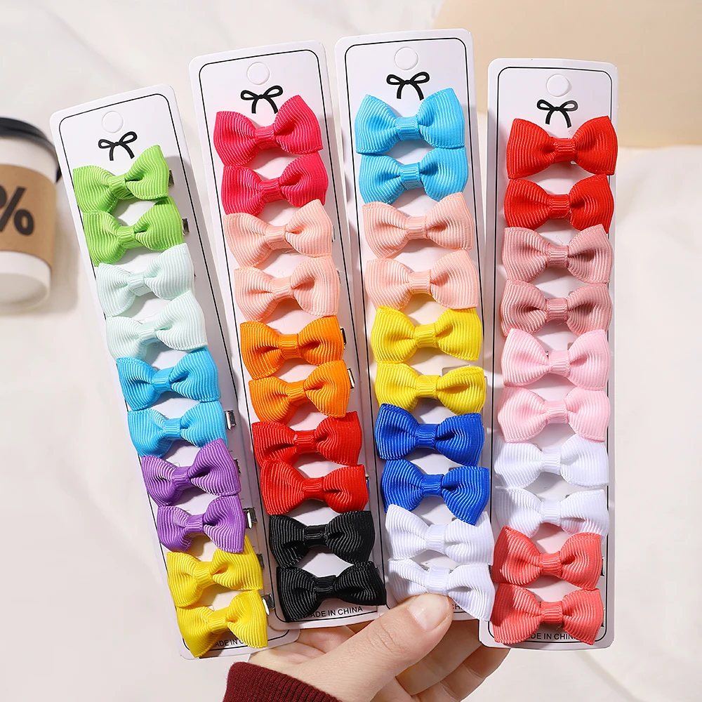

10pcs/set Small Bowknot Hairclips for Girl Candy Color Children's Bow Hairgripe Baby Fragmented Hair Clip Cute No Harm To Hair