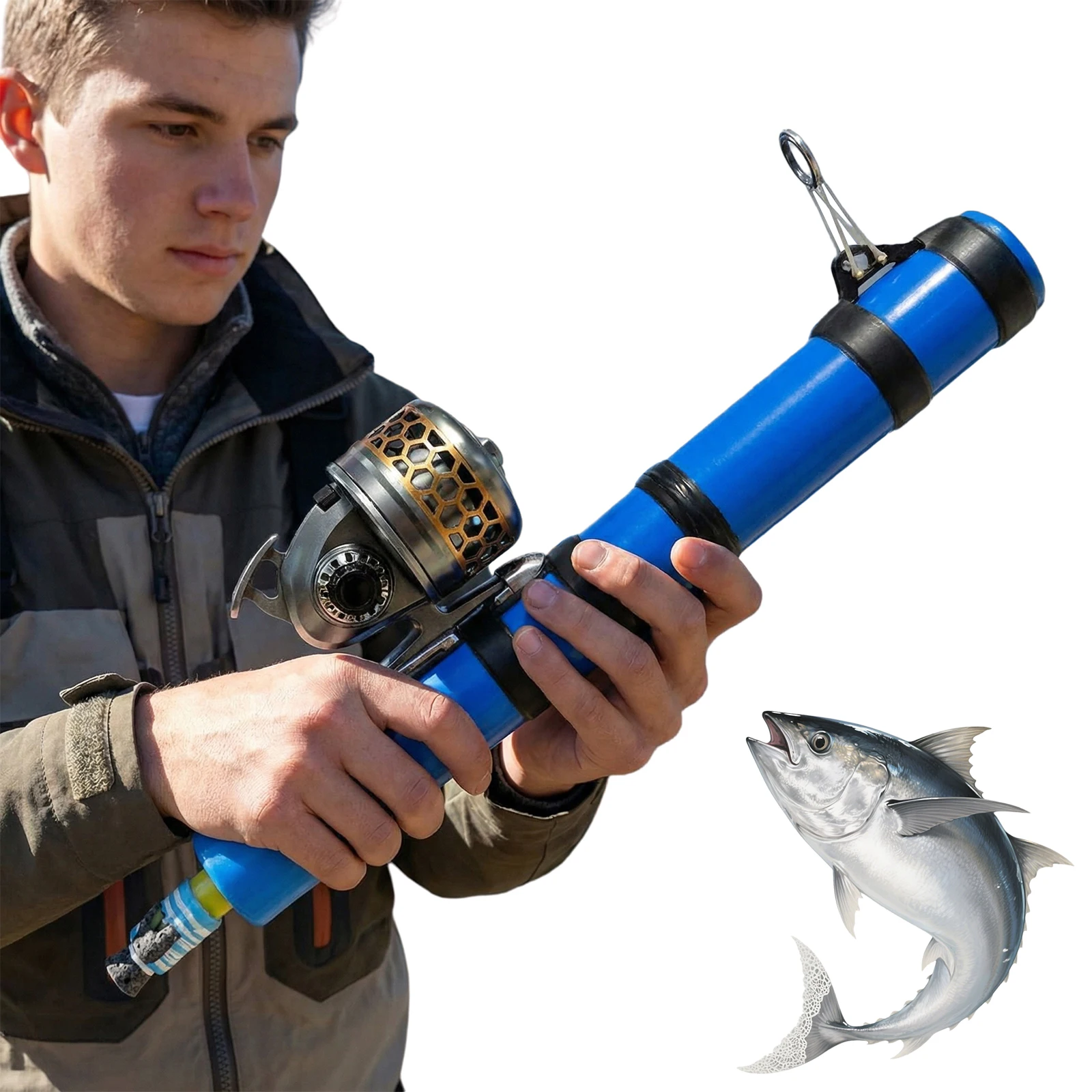 Fishing Catapult Rod,Slingshot Casting Tool w/ Adjustable Latex Tubes&Ergonomic Handle for Saltwater and Freshwater Bait Feeding