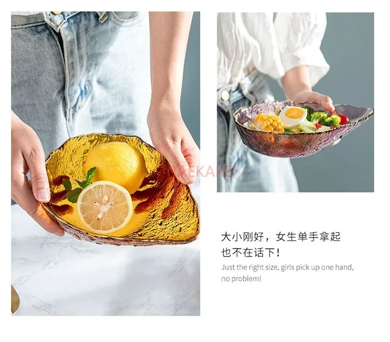 300ml Phnom Penh Water Drop Glass Bowl Fruit Plate Vegetable Salad Plate Home Creative Dessert Bowl