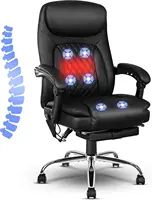 6 Point Massage Office Chair, Pu Leather Office Chair With Heating Function, Ergonomic Vibrating Massage Office Chair With 1