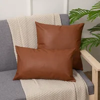 Leather Cushion Sofa Cushion Pillow Waist Cushion Office Pillow Cross Border Hotel Pillow SeBed Living Room Home Decor,18×18Inch 1