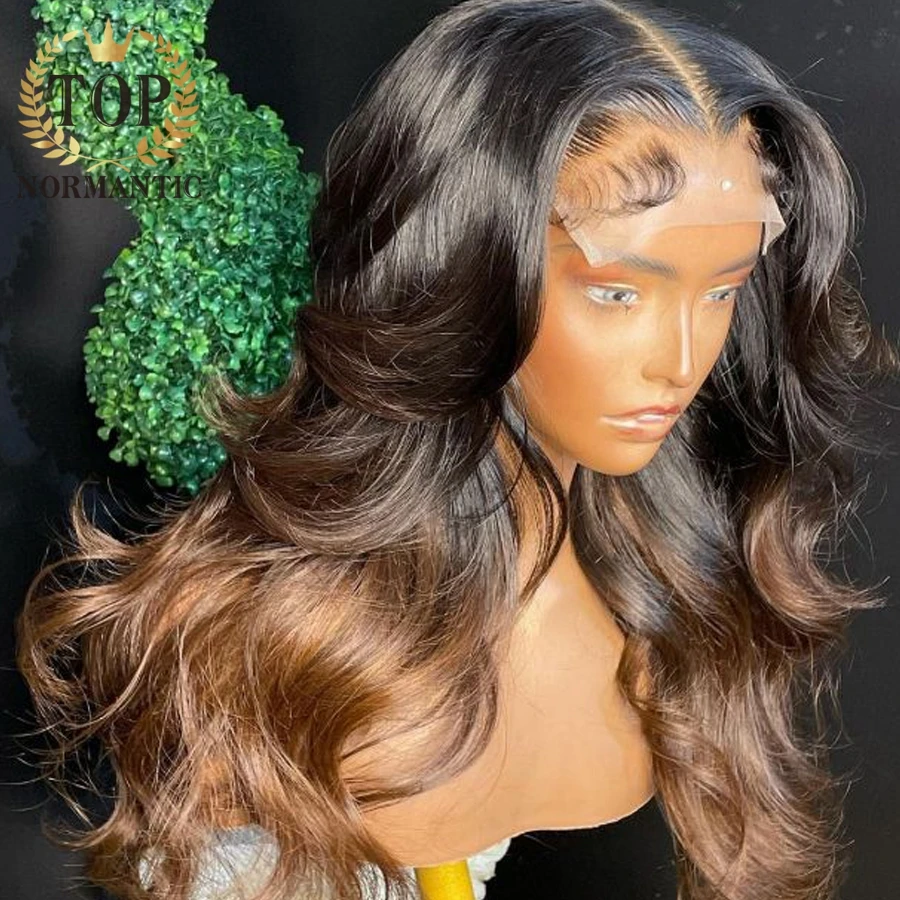 Human Hair Wig Lace Front Wigs Topnormantic Ombre Brown Color 13x6 Lace Front Wigs for Women Remy Brazilian Human Hair Body Wave Wig Preplucked Hairline