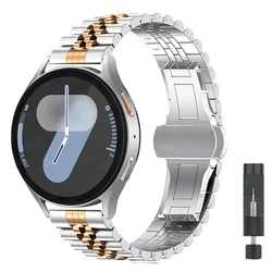 Curved Metal Stainless Steel Bracelet, 20mm 22mm Strap - 22mm (Silver RoseGold)