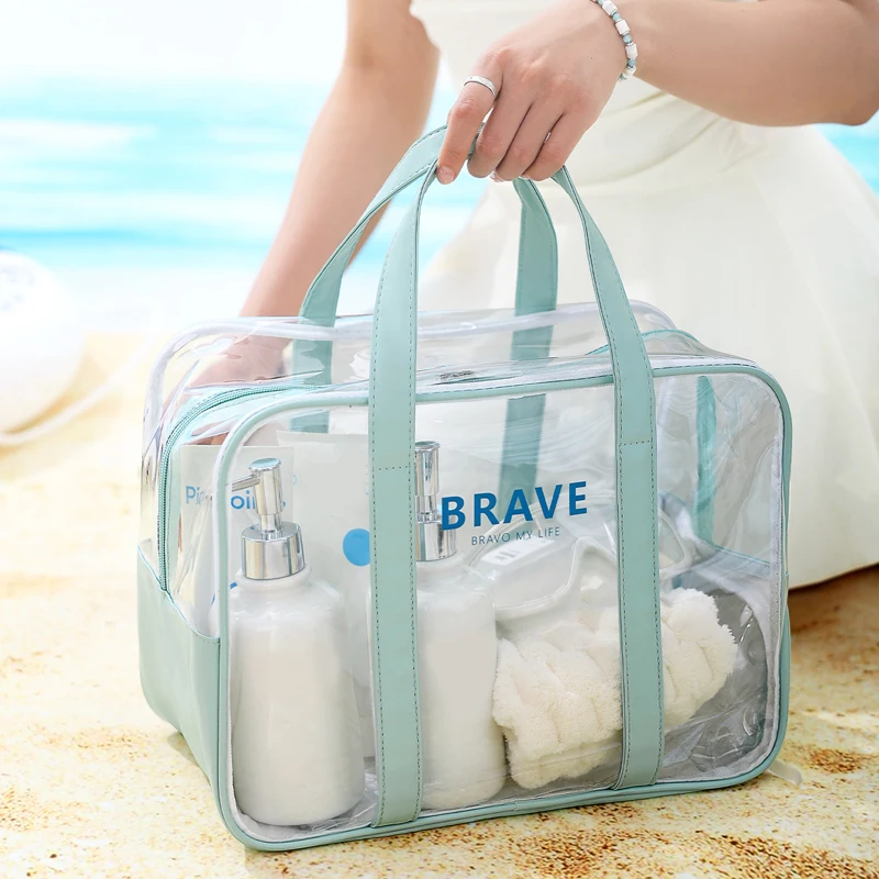 PVC Toiletry Bag Women Swimming Storage Bag Clear Makeup Bag Travel Toiletries Organizer Storage Bath Toiletry Wash Zipper Bag 5