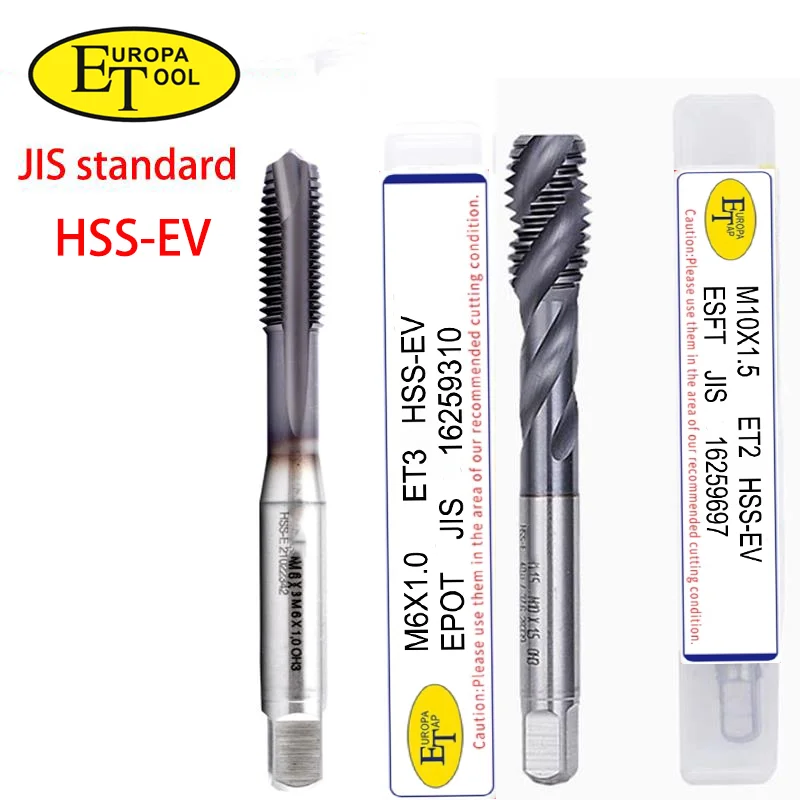 

ET HSS-EV JIS Standard Spiral Fluted Tap M3 M4 M5 M6 M8 M10 M12 M14 M16 M18 M20 Machine Thread Taps Spiral Pointed Tap