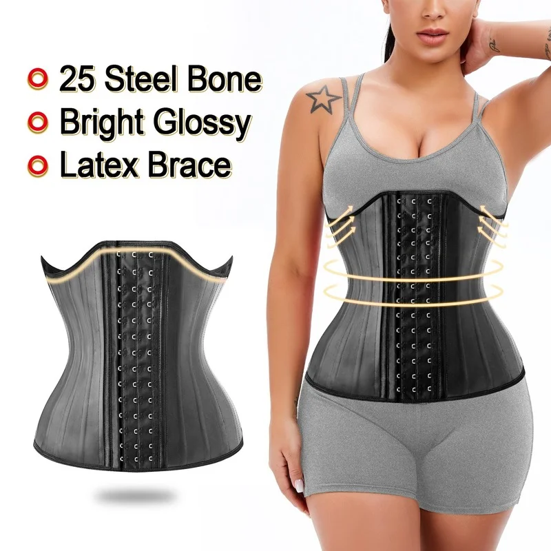 

Women's Latex Waist Seal Corset Sports Waist Shaping Belt Belly Contracting Slimming Waistband Chest Support Waist Female Black