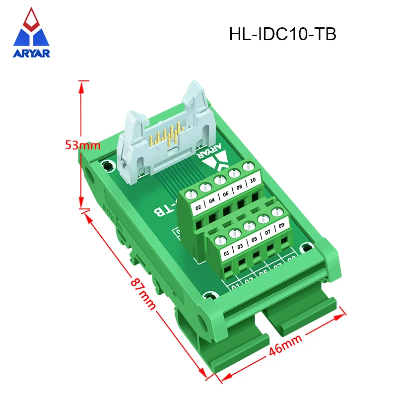 Adapter Connection RJ45-female To 10-pin Terminal Block Breakout Board For DIN Rail - View #2