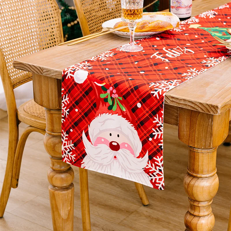 Christmas Snowman Table Runner Cotton Linen Tablecloth for Dinning Xmas New Year Tables Cover Christmas Decoration for Home_voghion.com