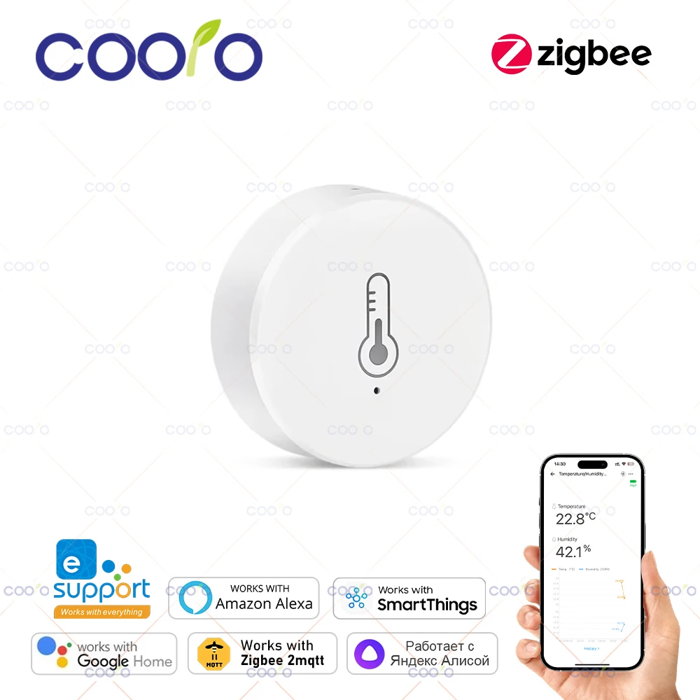 Ewelink Zigbee Temperature And Humidity Sensor Remote Monitor Battery Powered Works With Alexa Google Home Zigbee2MQTT