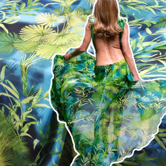 European Brand Spring And Summer Green Jungle Print Big Swing