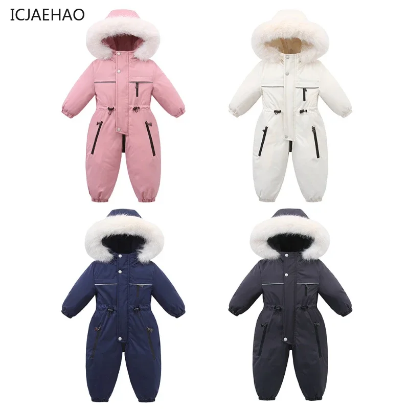 Girls Boys Skiing Waterproof Clothing Solid Color Thin Baby Romper Winter Fashion Trend Outdoor Clothes Winter