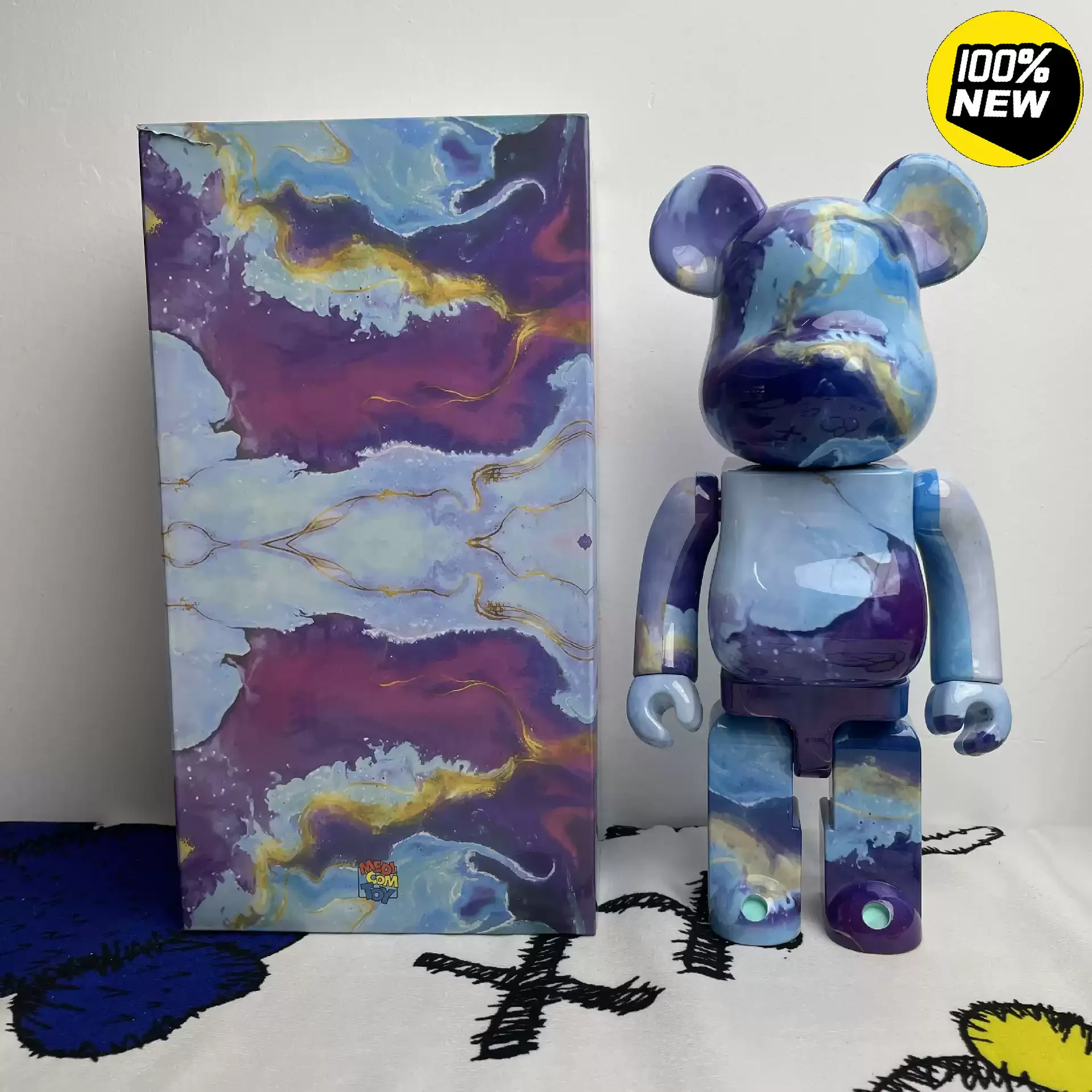 

Bearbrick400 % 28 см строительный блок медведь мраморный узор украшение подарок декоративная фигурка пластиковый мишка