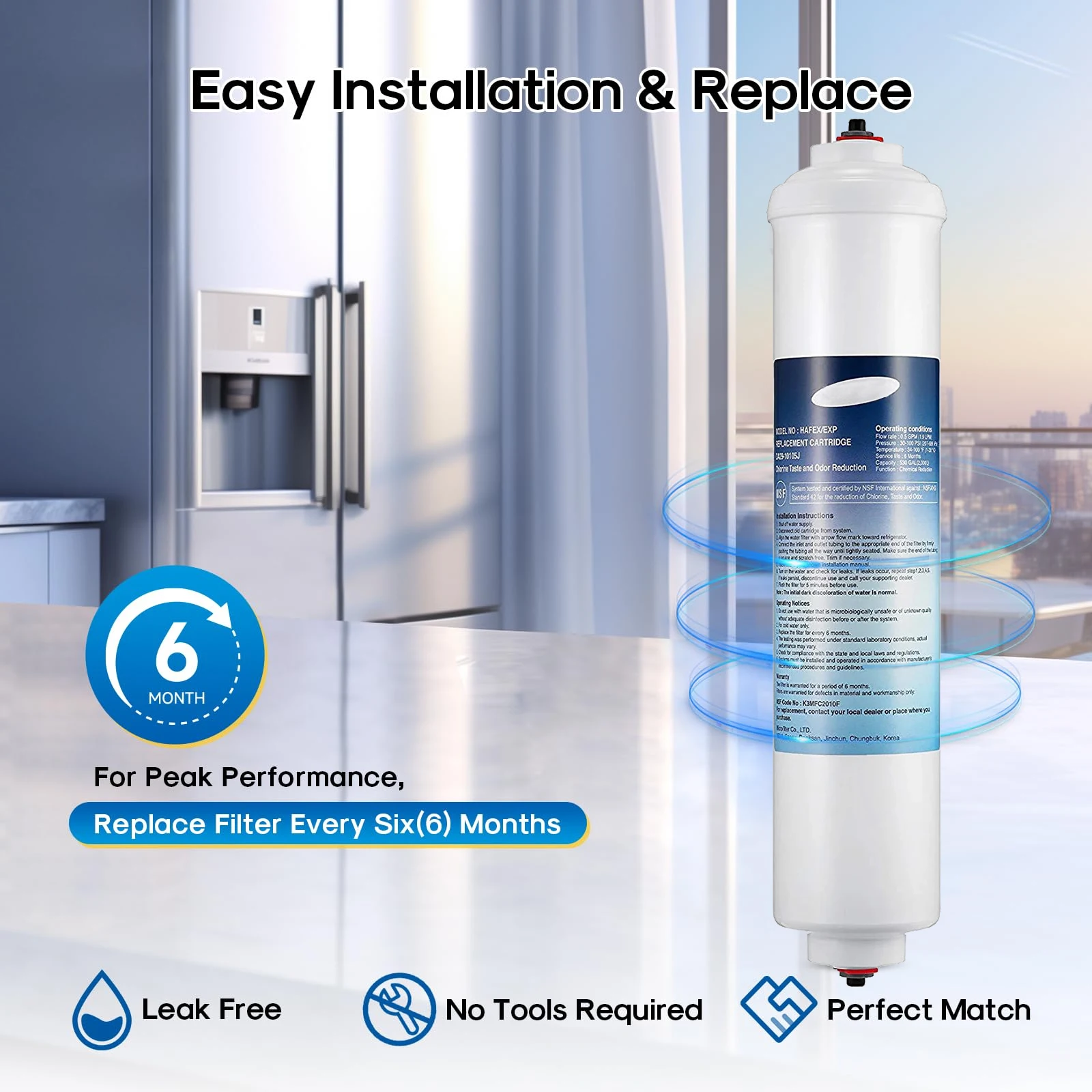 Inline Water Filter Replacement DA29-10105J for GE GXRTPR GXRTDQ 4378411RB Samsung HAFEX/EXP Whirlpool WHKF-IMTO IC-100A
