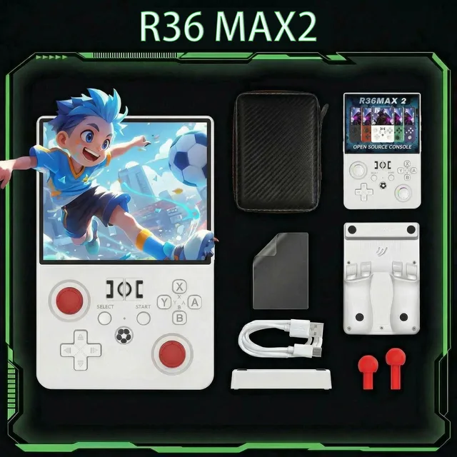 Console de Jeu Portable R36MAX2 Rétro Améliorée 2026, Écran HD 4,5 Pouces 1024*768, Lecteur de Jeux Vidéo de Poche Open Source 1