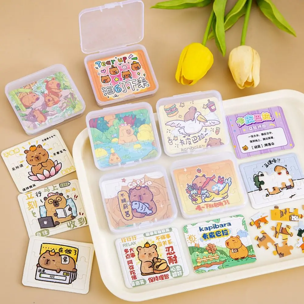 5Pcs/Box Cartoon Capybara Jigsaw Puzzle Educational Toys For Kids Adults Cute Mini Animal Puzzles Children Game Toy Gifts