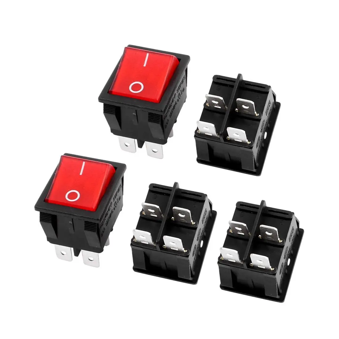 

Keszoox Red Illuminated Light On/Off DPST Boat Rocker Switch 22A/250V 20A/125V AC 5pcs