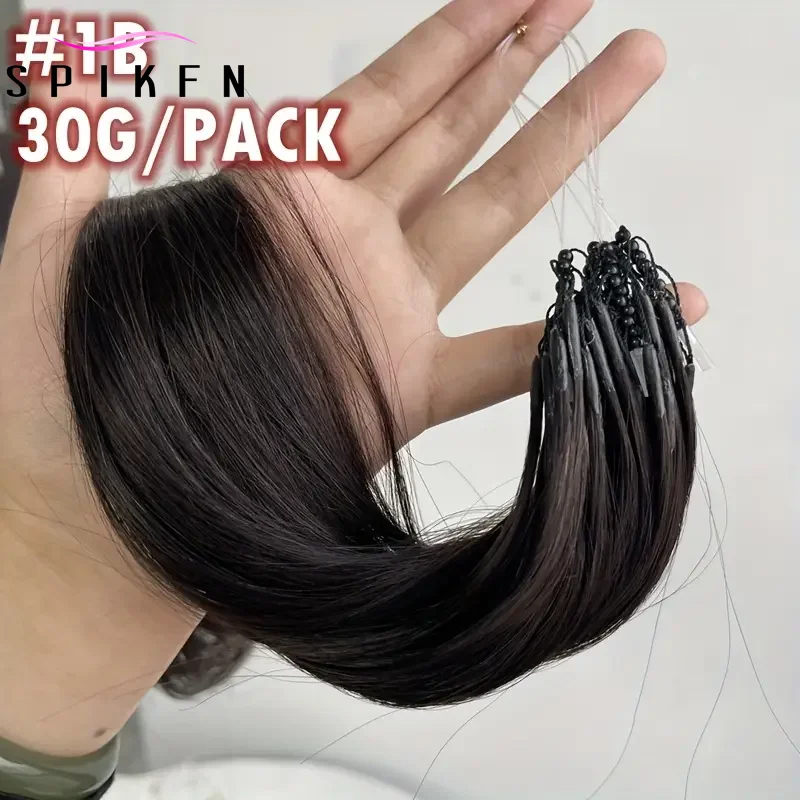 Micro Beads 8D Human Hair 12" 14" 16" 18" 20" Straight Invisible Micro Loop Ring Hair Extensions 50pcs/30g/pack Light Weight