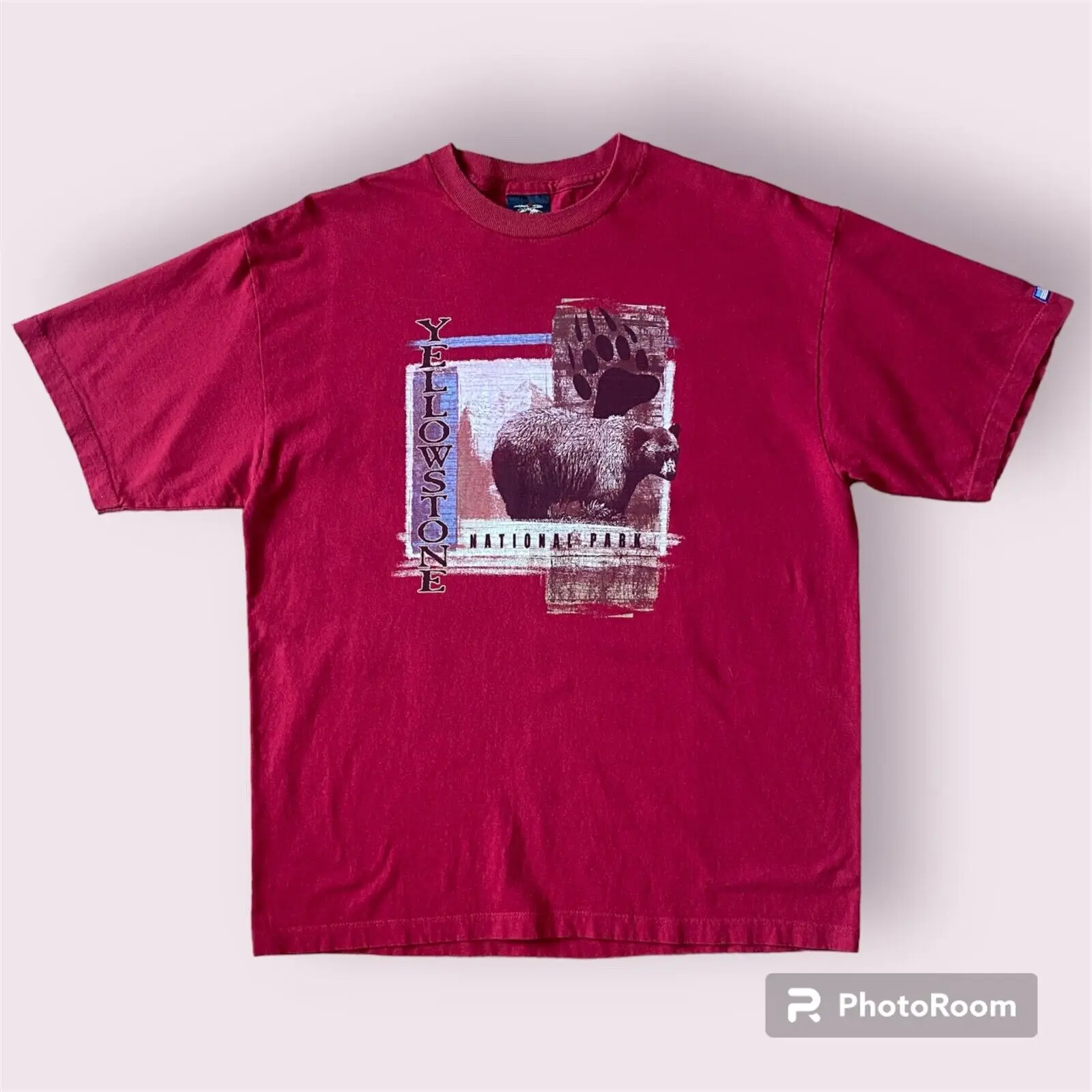 T-Shirt Vintage Yellowstone National Park Xl Made In Usa Bear Prairie Mountain