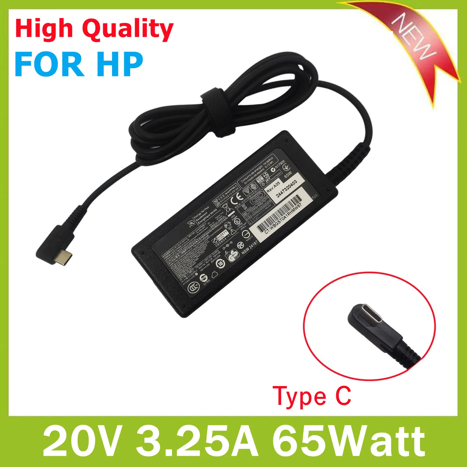 Adattatore Ca 65W 45W Tipo C Caricatore Per Laptop Usb C Per Hp Chromebook 14 13 14A 11 11A G6 G7 G8 Ee Spectre X360 14-Ca000 11-Ae000