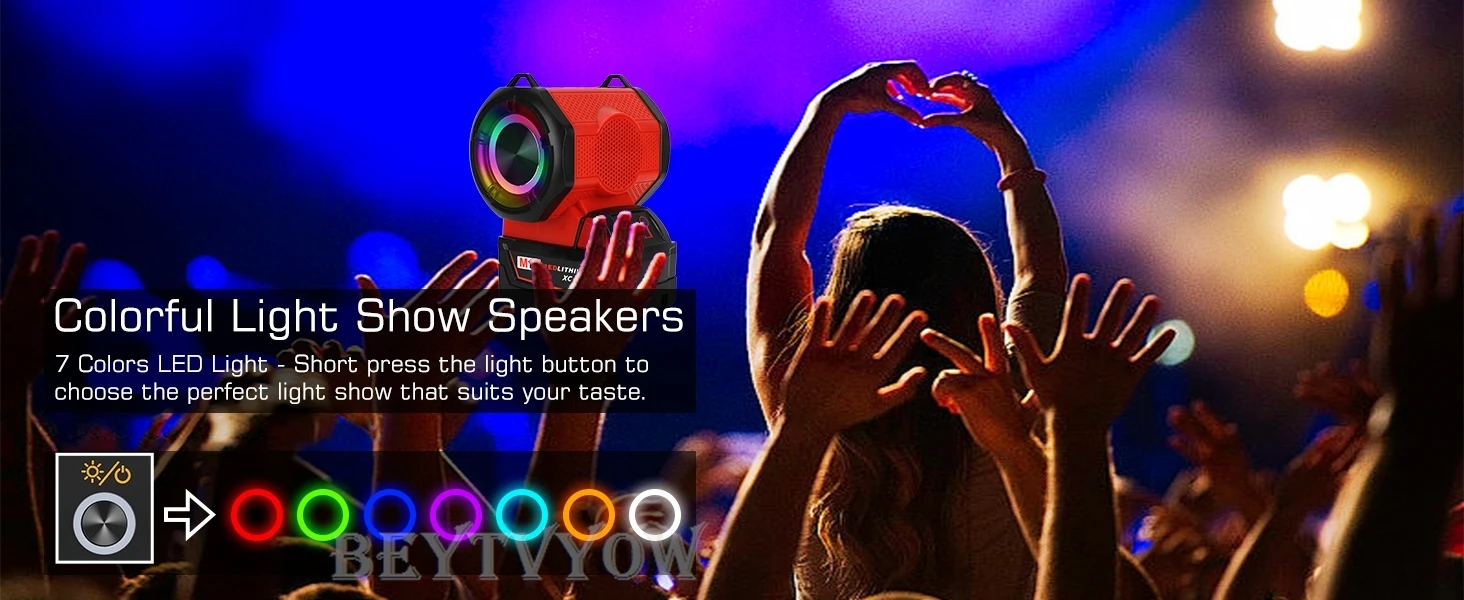 Bluetooth Speaker Compatible with Milwaukee M18 18v Battery With USB Type-C Port